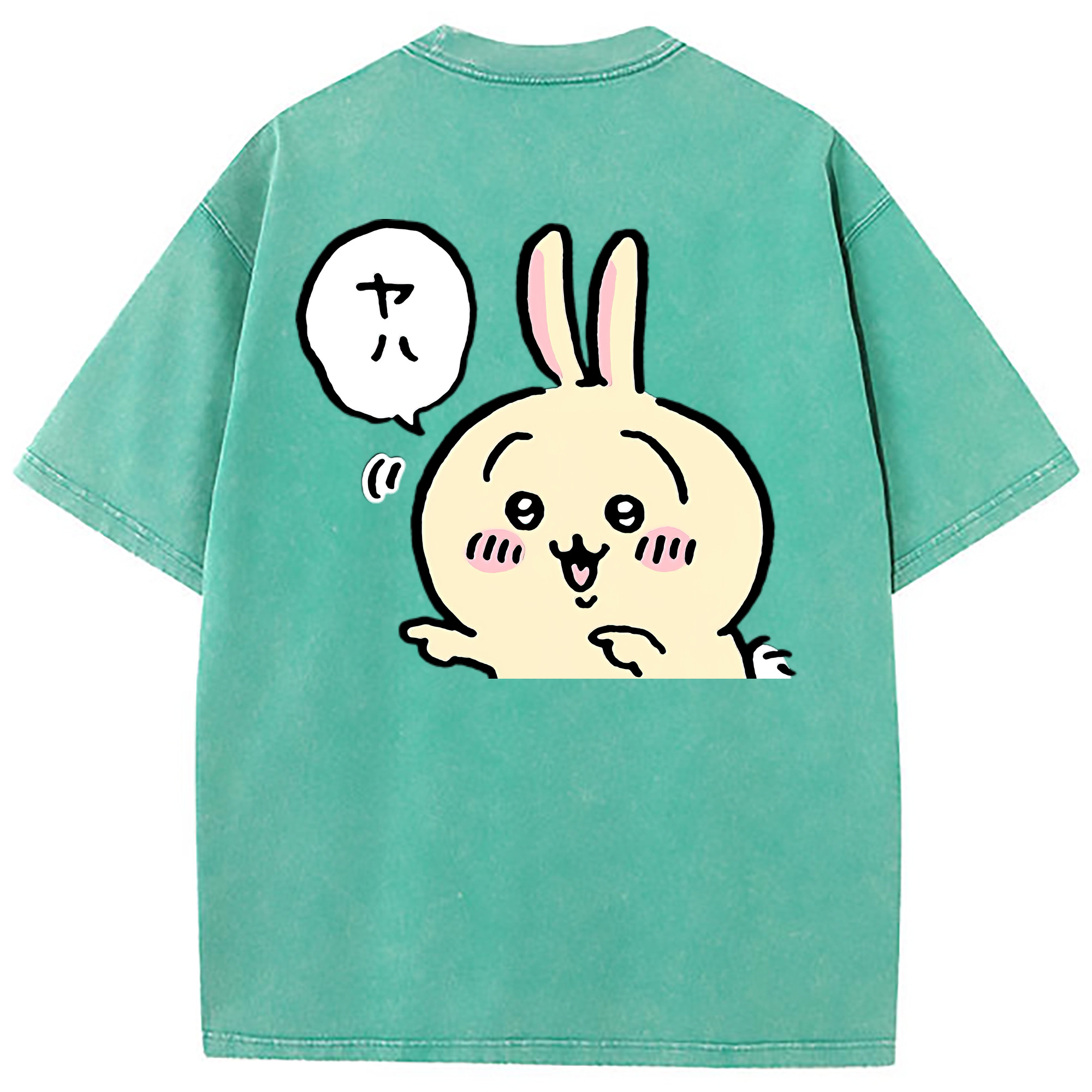 （画像用） ちいかわ うさぎ Chii-kawa usagi 綿100% ヴィンテージ風 半袖Tシャツ（背面プリント）